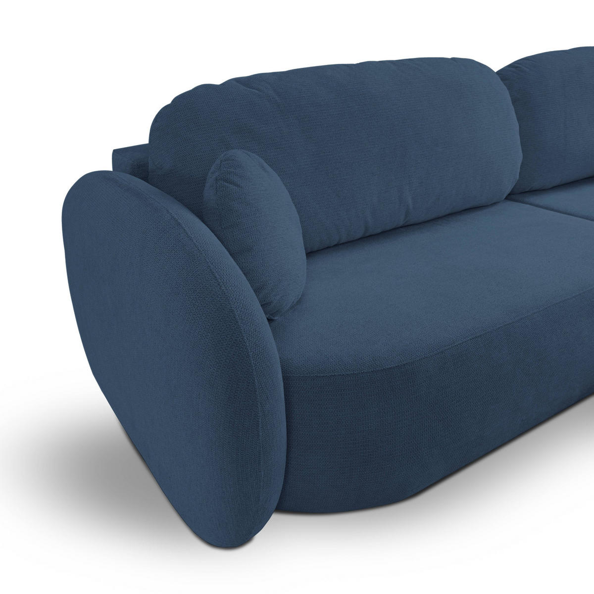 ECKSOFA AMICO R-S Dunkelblau Geflochtener Stoff mit Schlaffunktion - Dunkelblau, Holz (248/174cm) - MASSENO