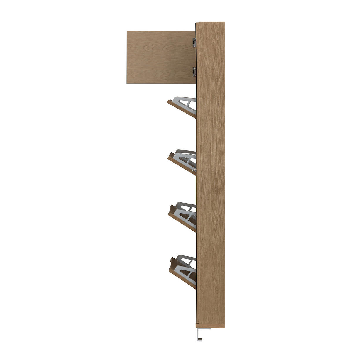 FURNIERTER SCHUHSCHRANK mit Spiegeltür - Eichefarben, Holzwerkstoff/Metall (84/185/17cm) - home24