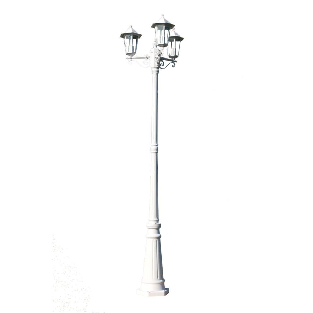GARTENLATERNE 3-Flammig 215 Cm Weiss Aluminium - Weiß, Metall (55/55/215cm) - vidaXL