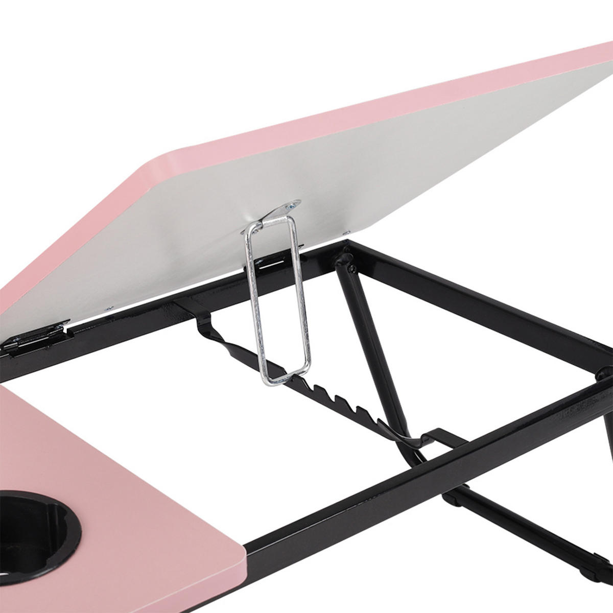 LAPTOPTISCH Betttisch mit 5-fach Neigungsverstellung mit Getränkehalter Verstellbarer, klappbarer in Rosa Becherhalter 56x32,5x24 cm - Pink, Metall (32.5/56/24cm) - Livingandhome