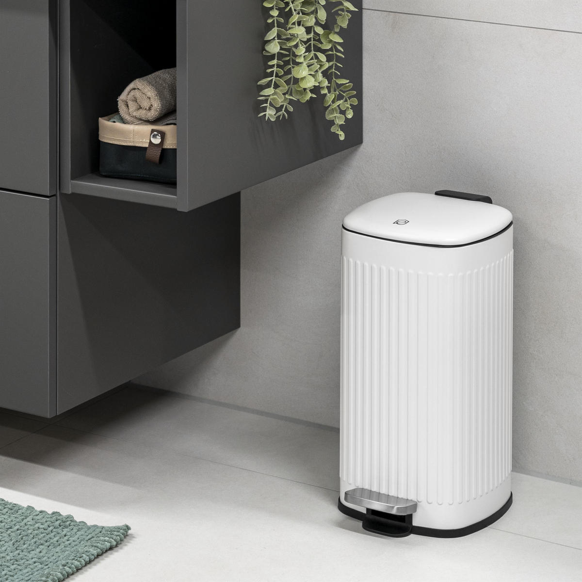 ABFALLEIMER 9 Liter, weiß - Weiß, Metall (20/37.5/27.5cm) - eluno