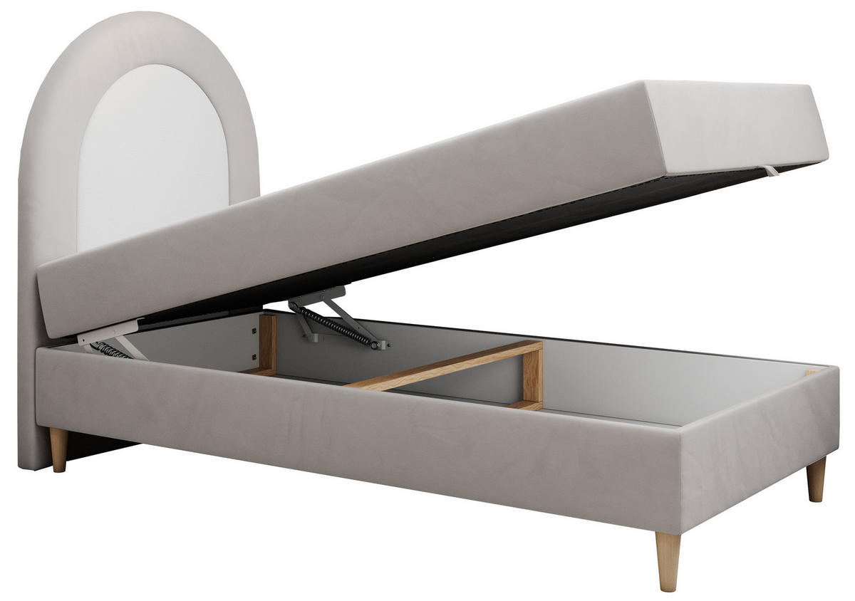 BOXBETT NEST 90/180 Hellgrau Velvet - H3 - Hellgrau, Holz/Textil (90/180cm) - MKS