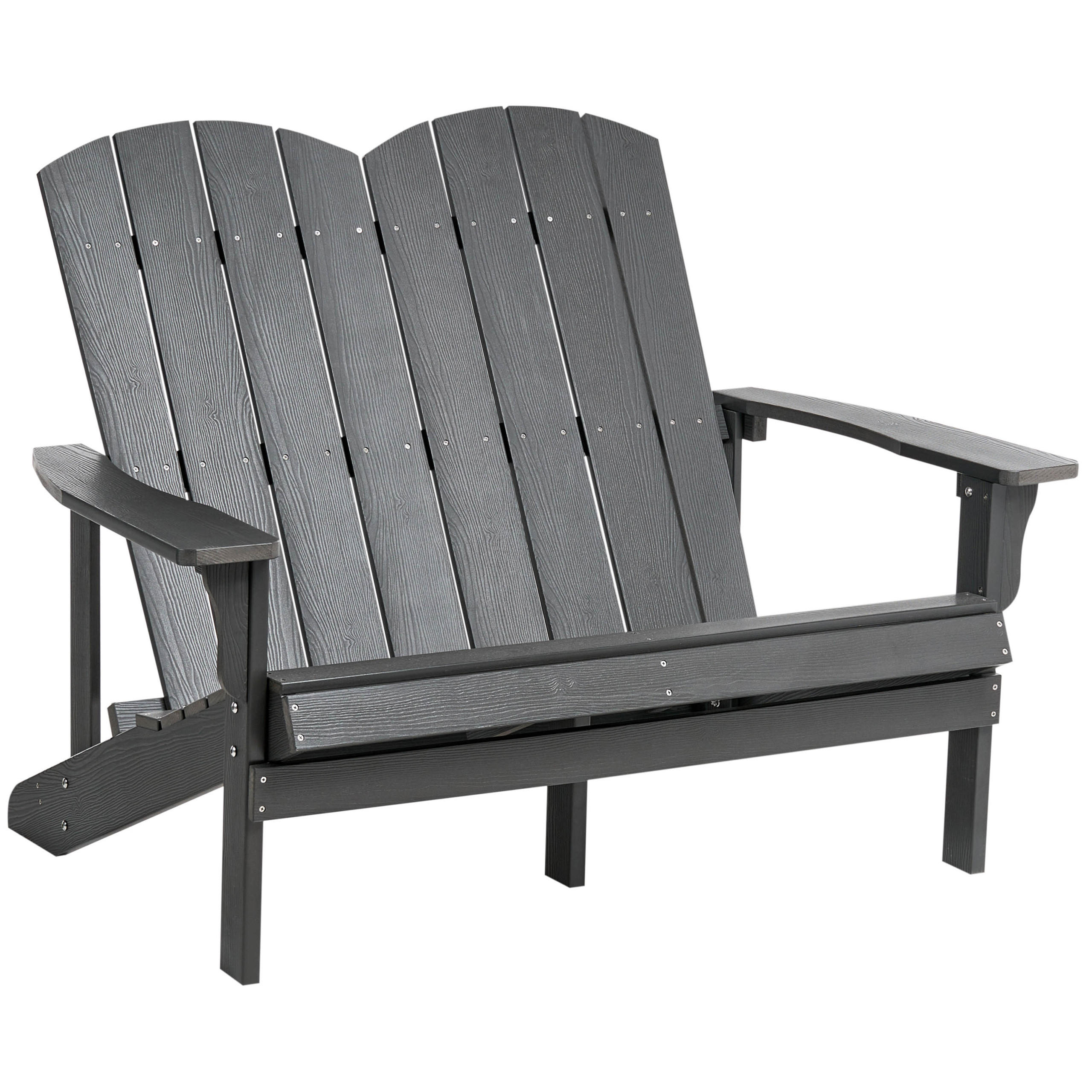 GARTENBANK 125 cm Dunkelgrau Adirondack - Dunkelgrau/Grau, Kunststoff (125/91/73cm) - Beliani
