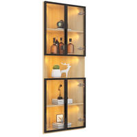 ROHOVÁ vitrína, 62/32/160 cm, MDF v dekoru dubu, s LED osvětlením - barva dubu, kompozitní dřevo (62/160/32cm) - BEAOK
