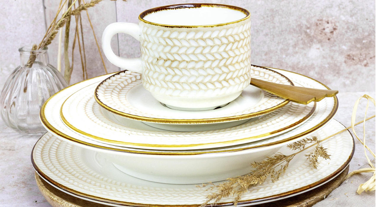 Mäser Tafelservice Prospero in weiß beige