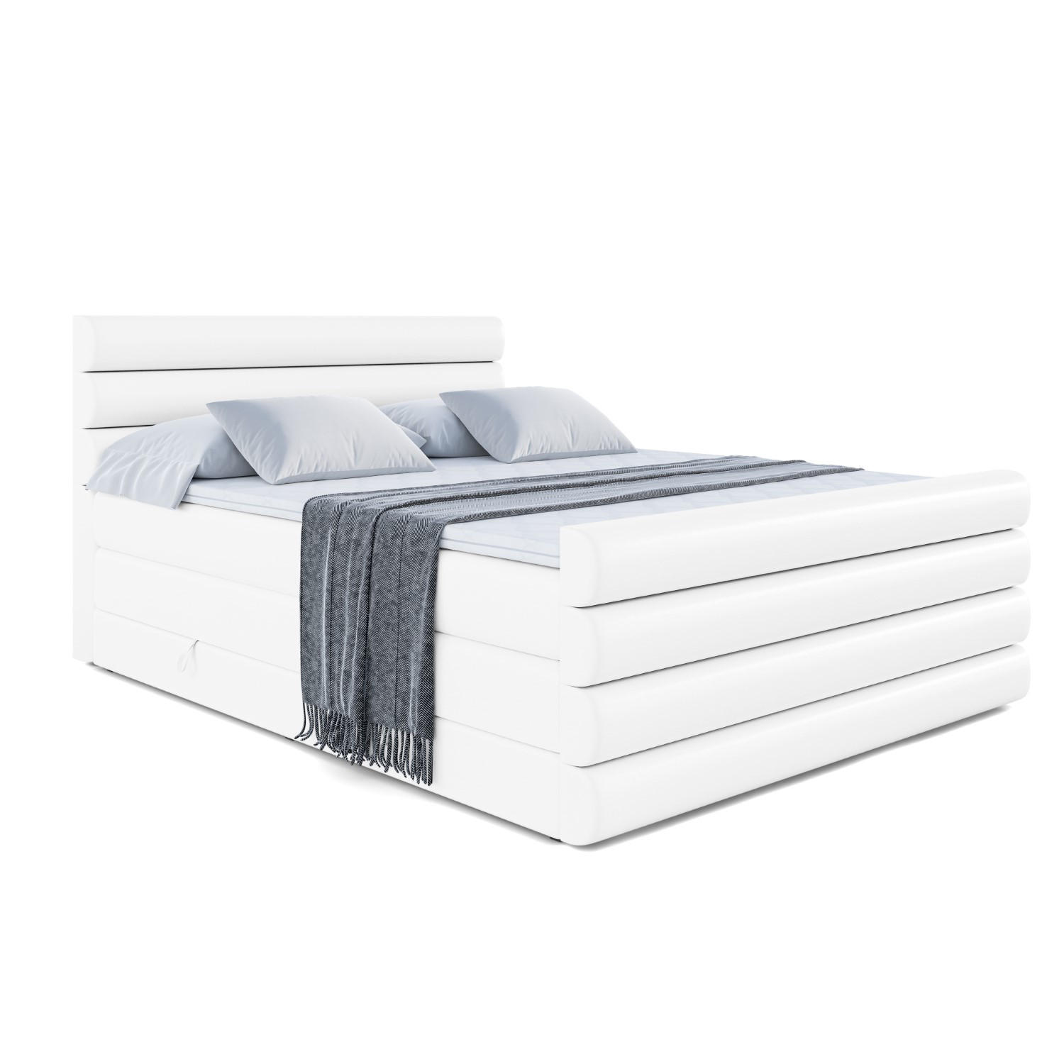 BOXSPRINGBETT CELESTIA-Z KING - 140x200 - H3/H4 - Weiß Hochglanz - Weiß Hochglanz, Holzwerkstoff (140/200cm) - ALTDECOR