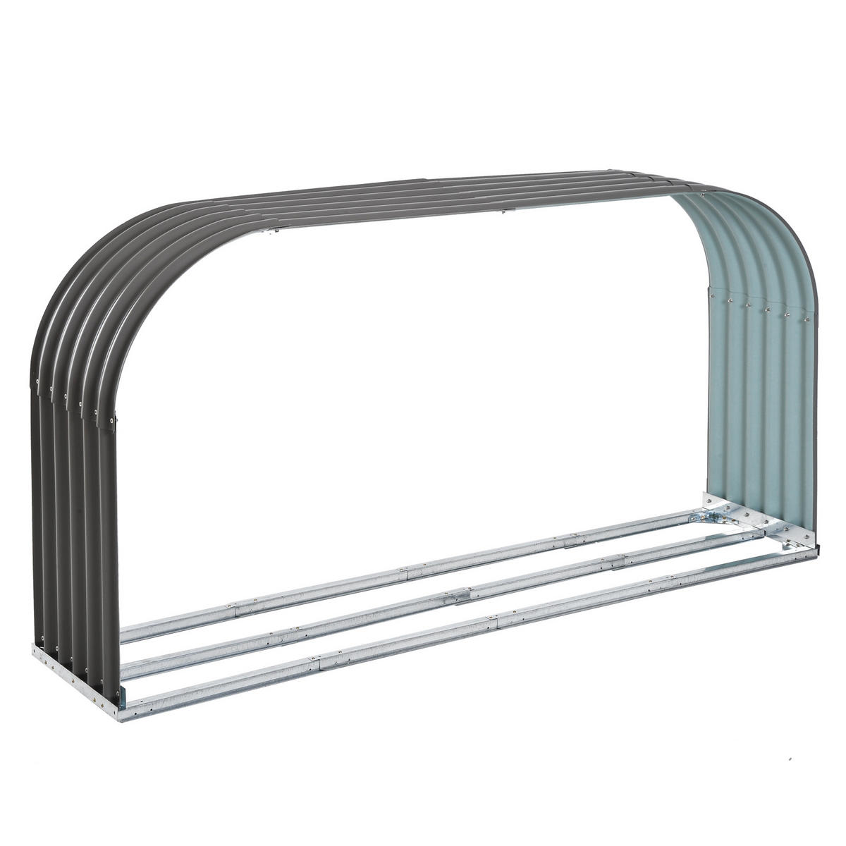 KAMINHOLZSTÄNDER, Holzlager, Kaminholzunterstand, 0,85 m³, Stahl, Grau - Grau, Metall (46/112/212cm) - Outsunny
