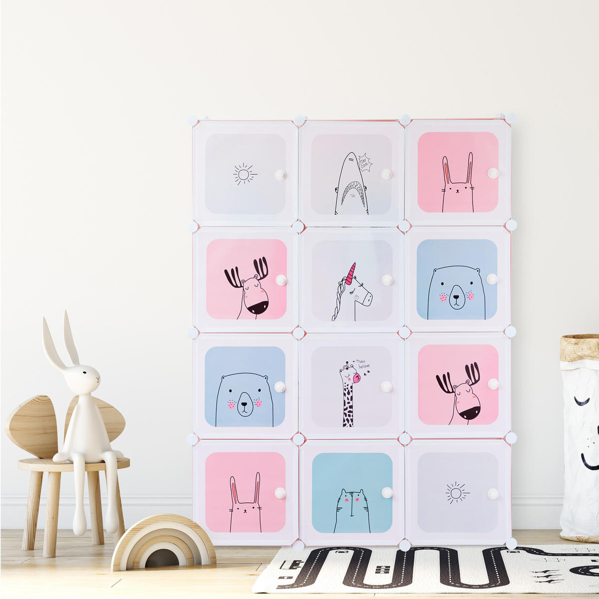 STECKREGAL Kinderzimmer - Multicolor, Kunststoff/Metall (110/145/37.5cm) - Relaxdays