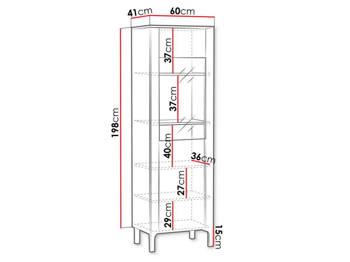 HOCHVITRINE Marbella 04 - Kaschmir, Holzwerkstoff (60/198/41cm) - MIRJAN24