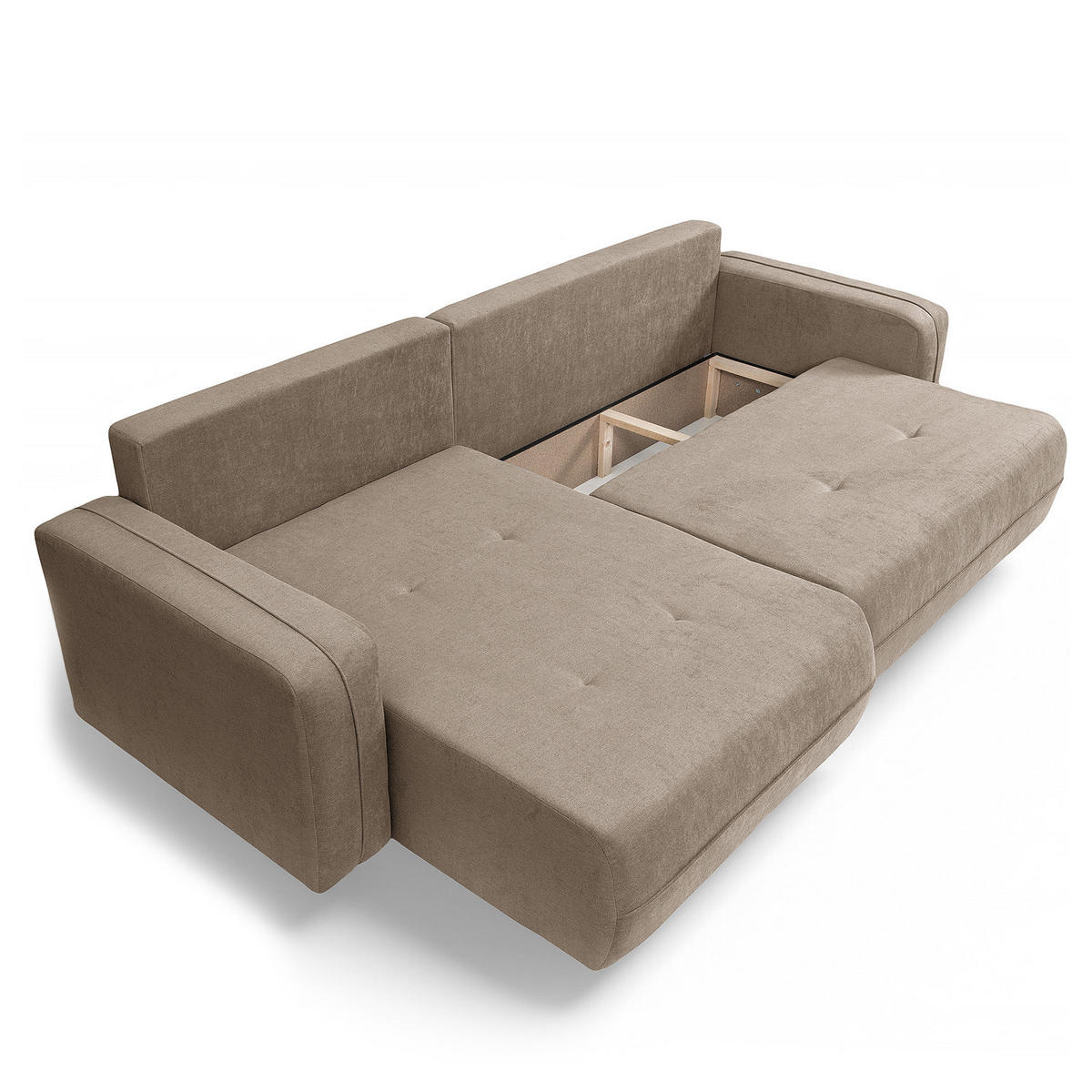 ECKSOFA mit Schlaffunktion - 272 cm - Schwarz/Cappuccino, Kunststoff/Textil (272/145cm) - home24