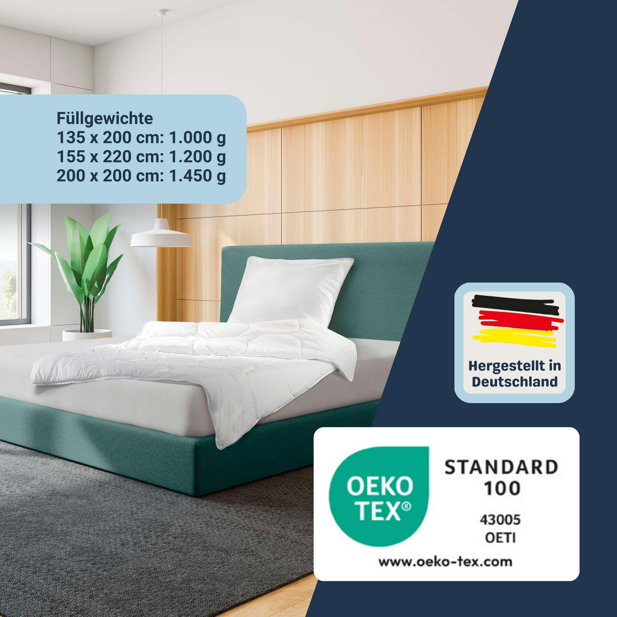 STEPPBETT Softline, verschiedene Wärmestufen, Allergikergeeignet, Ausführung: Duo-Steppbett, Größe: 200 x 200 cm - Weiß, Textil (200/200cm) - Betten-ABC