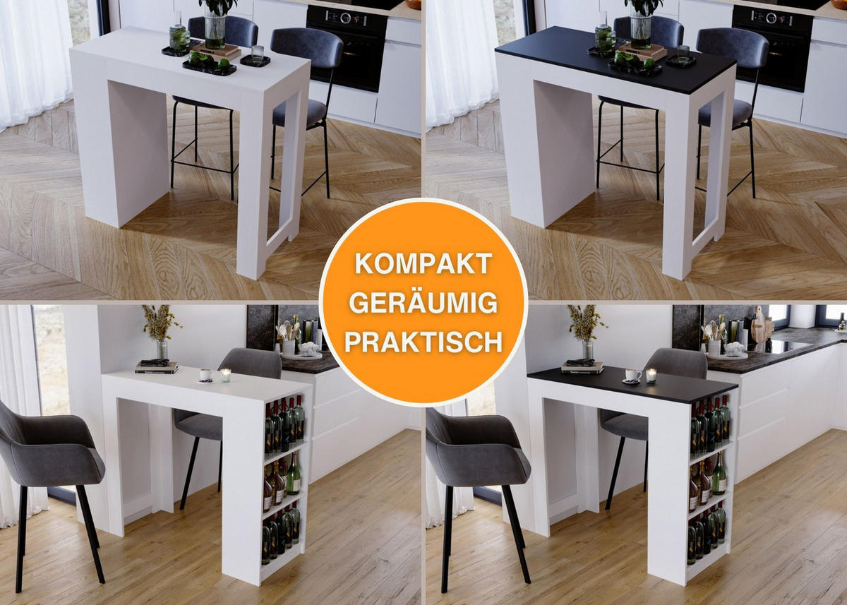 BARTISCH Weiß 103/50.5/115cm - Weiß, Holzwerkstoff (115/103/50.5cm) - CraftPAK