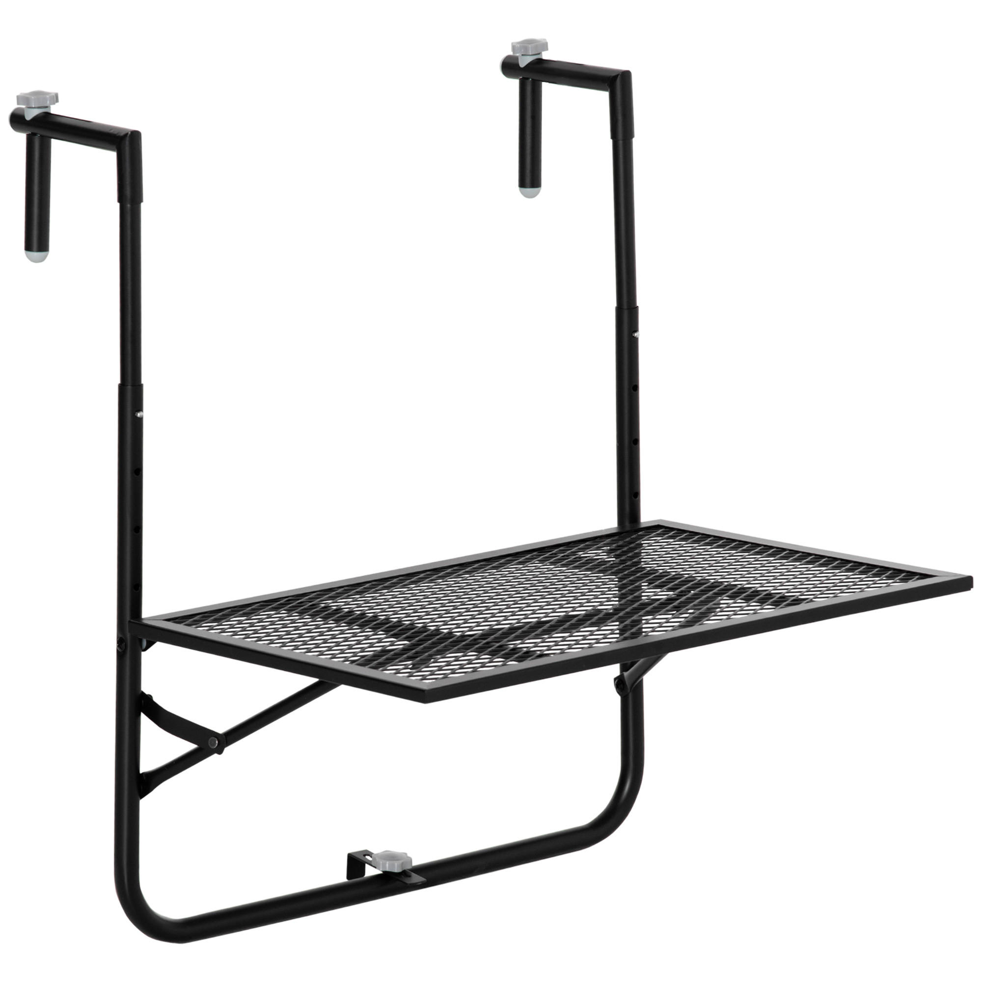 BALKONHÄNGETISCH klappbar aus Metall - Schwarz, Metall (60/60/72cm) - Outsunny