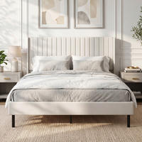 BETTGESTELL Holland-Samt Beige - Beige/Schwarz, Holzwerkstoff/Kunststoff (140/200cm) - HOMCOM