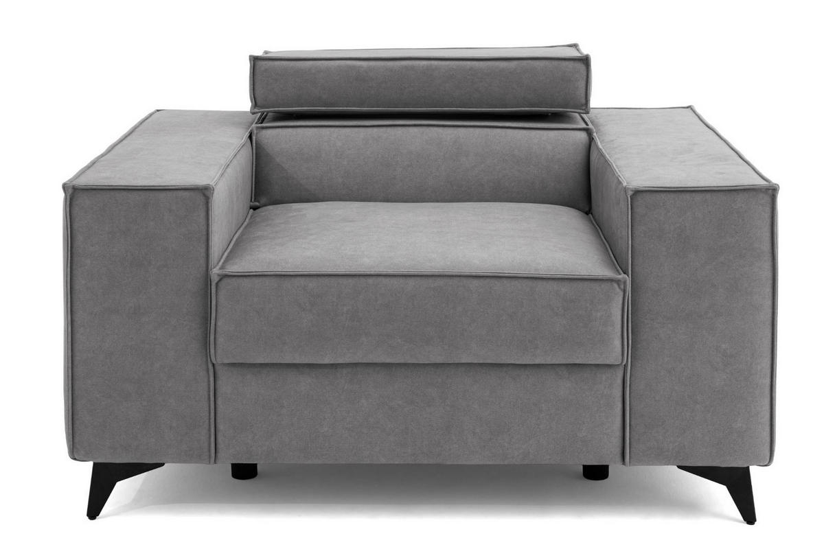 SESSEL PURE mit verstellbare Kopfstütze Velours Hellgrau - Hellgrau/Schwarz, Holz/Textil (174/94/99cm) - Muffo