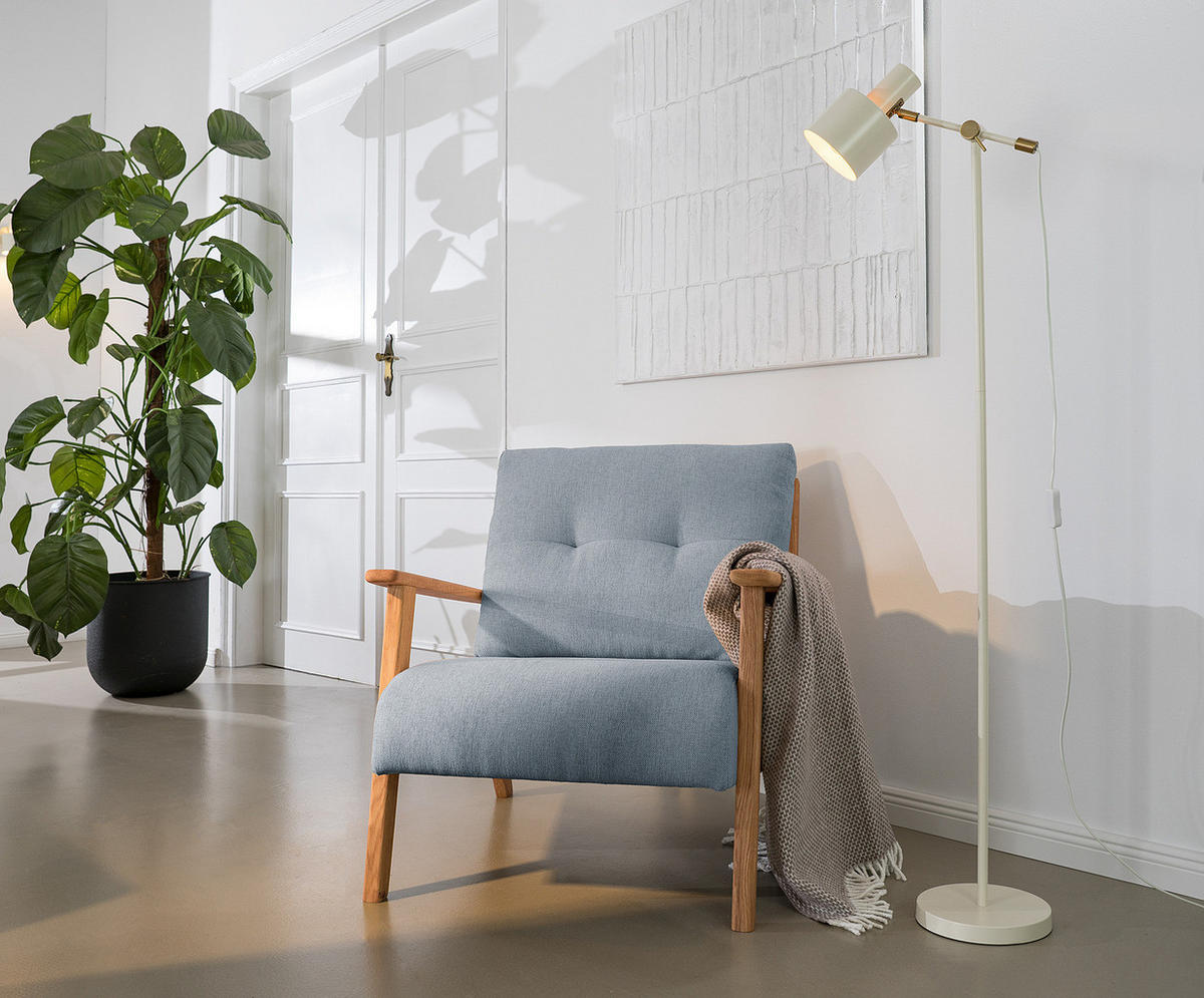 SESSEL - Blau/Eichefarben, Eichenholz/Textil (83/80/75cm) - home24