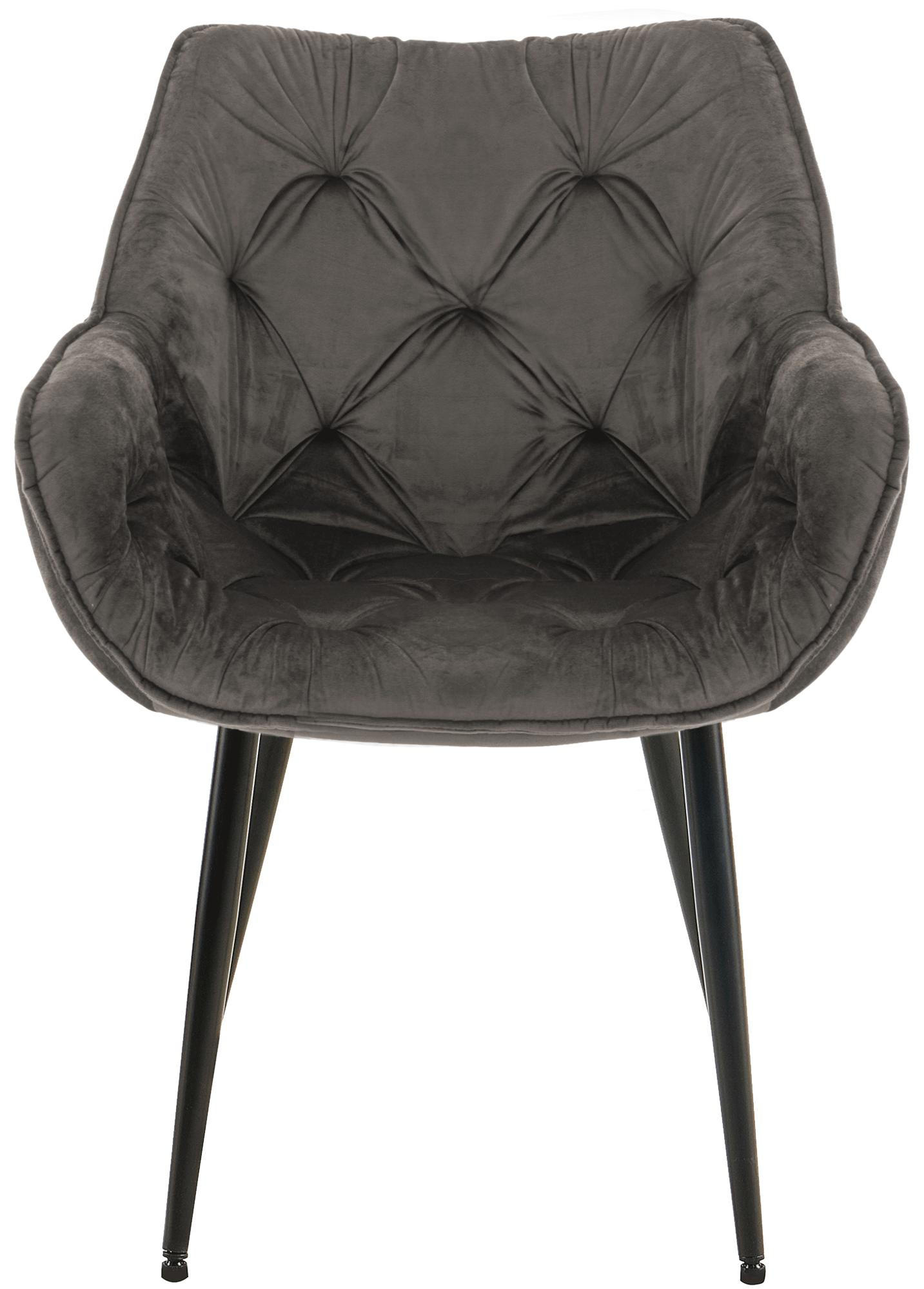 ARMLEHNENSTUHL 4er Set Samt Anthrazit - Anthrazit/Schwarz, Textil/Metall (58/83/62cm) - CLP