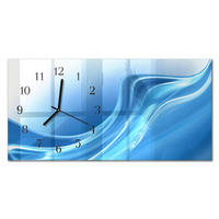 WANDUHR 60x30 cm - Magnolienblüte - Blau, Glas (60/30/0.4cm) - TULUP