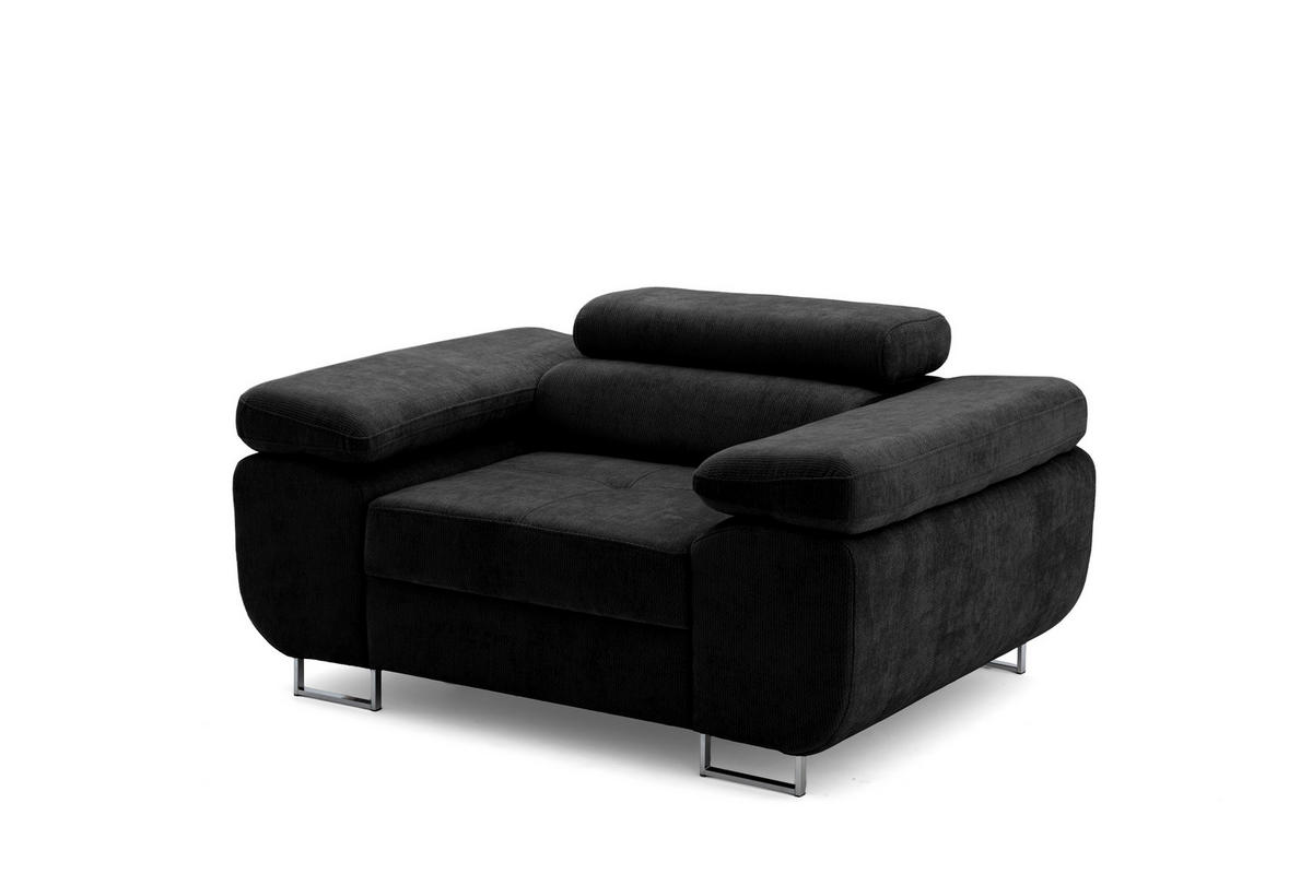 SESSEL WILD mit verstellbare Kopfstütze Chenille Schwarz - Chromfarben/Schwarz, Holz/Textil (130/100/101cm) - Muffo