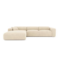ECKSOFA LINKS Texturierter Samt Creme 280cm - Creme, Textil (95/280cm) - Sia Home
