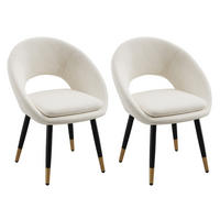 JÍDELNÍ ŽIDLE ergonomické (sada 2 ks), sametové čalounění, kovové nohy - béžová, textil (59/77.5/59cm) - Urban Meuble