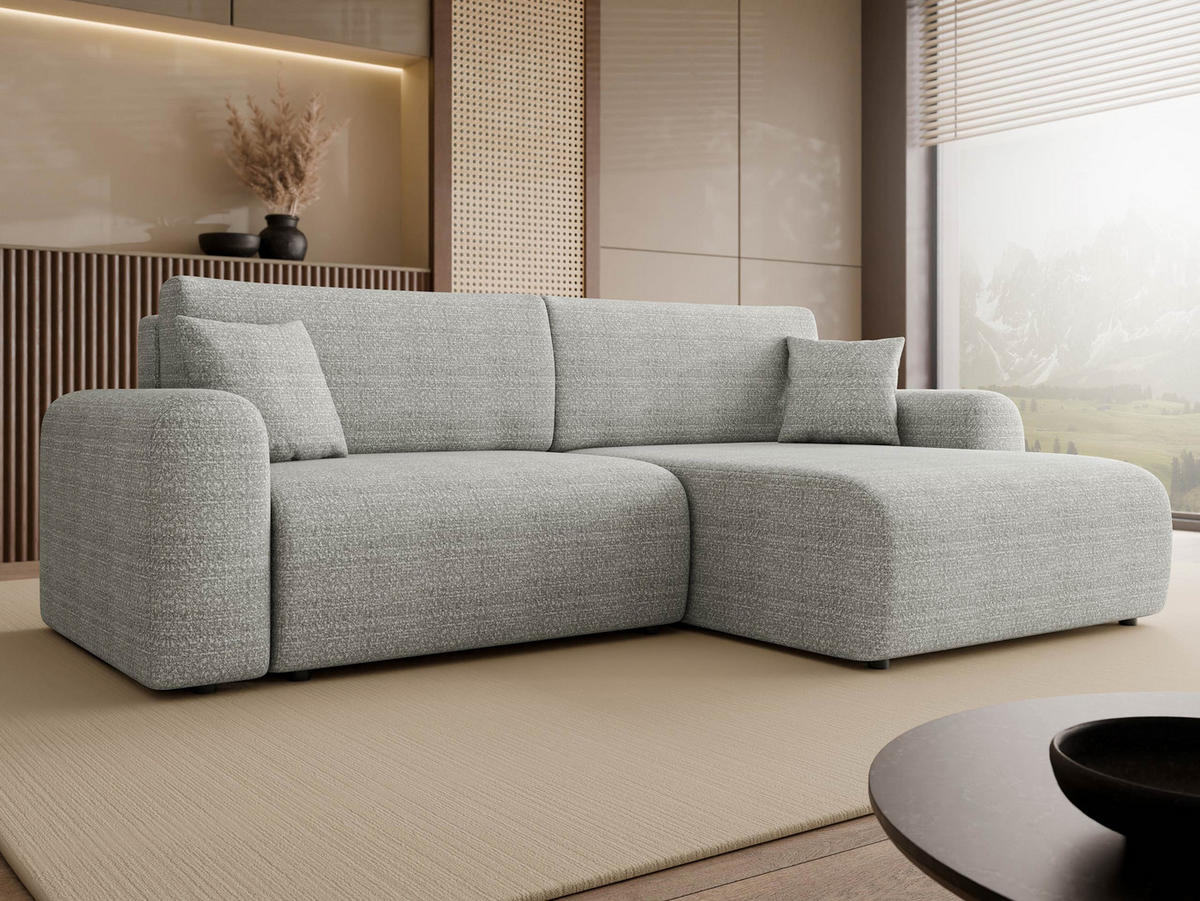 ECKSOFA Floryn L - Hellgrau/Schwarz, Holz/Kunststoff (245/145cm) - MIRJAN24