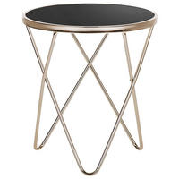 BEISTELLTISCH schwarz/gold 50 cm MERIDIAN Meridian - Goldfarben/Schwarz, Glas (50/50/55cm) - Beliani