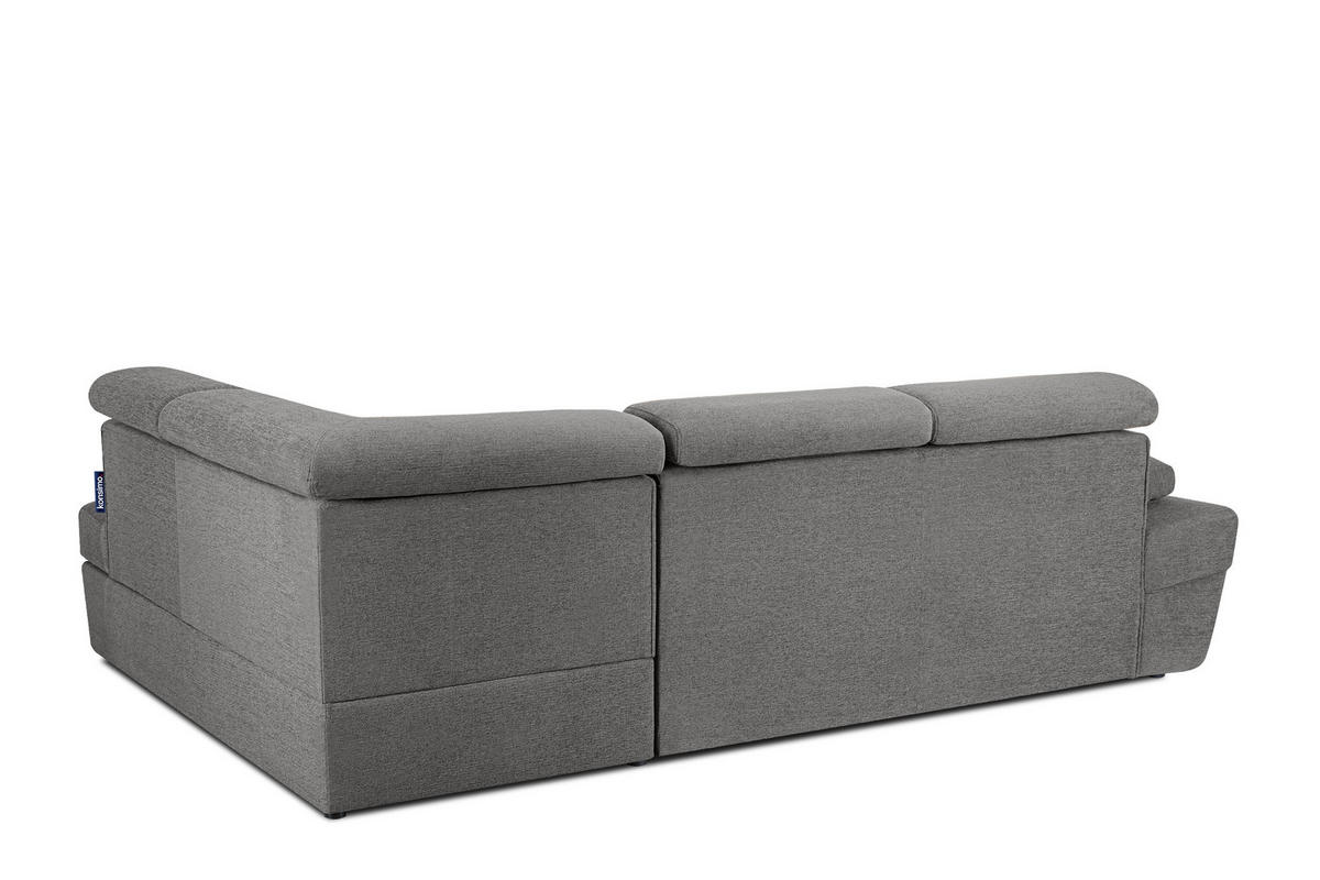SCHLAFECKSOFA RATLO rechts 4/5-Sitzer mit Bettkasten in Lederoptik, grau - Silberfarben/Grau, Textil (270/190cm) - KONSIMO®