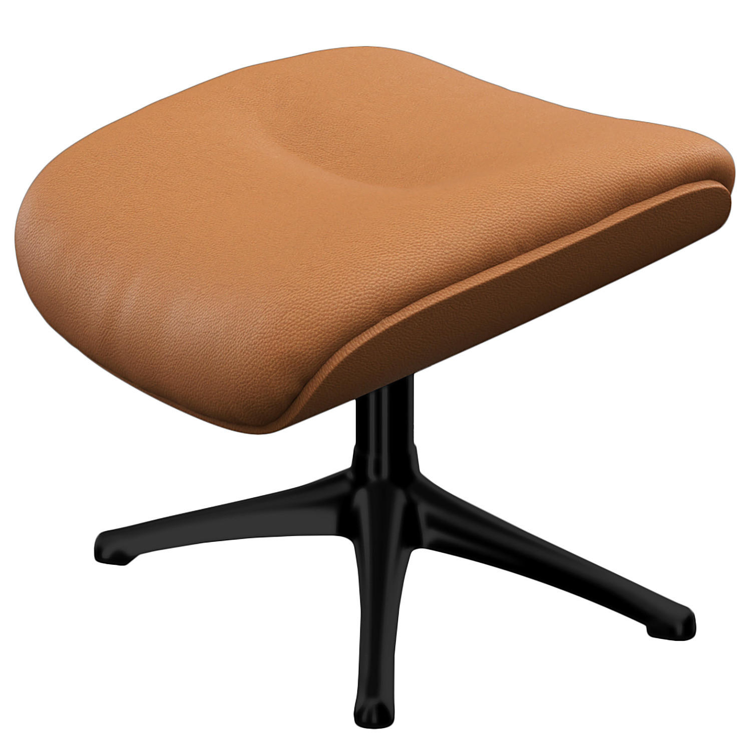 POLSTERHOCKER - Cognac/Schwarz, Leder/Metall (44/39/49cm) - home24