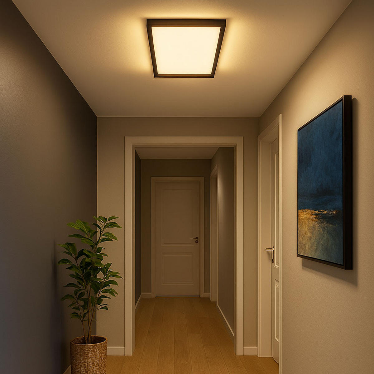 LED DECKENPANEL Backlight Schwarz eckig - Schwarz, Kunststoff (58.2/20.2/4.1cm) - Briloner