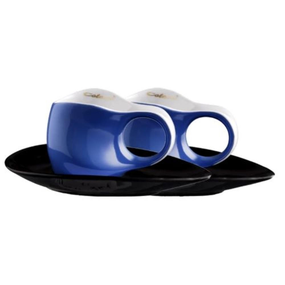 ESPRESSISSIMO Tassen mit Untertasse 4 tlg. blue - Blau/Multicolor, Keramik (0.04L) - Luigi Colani Porzellan