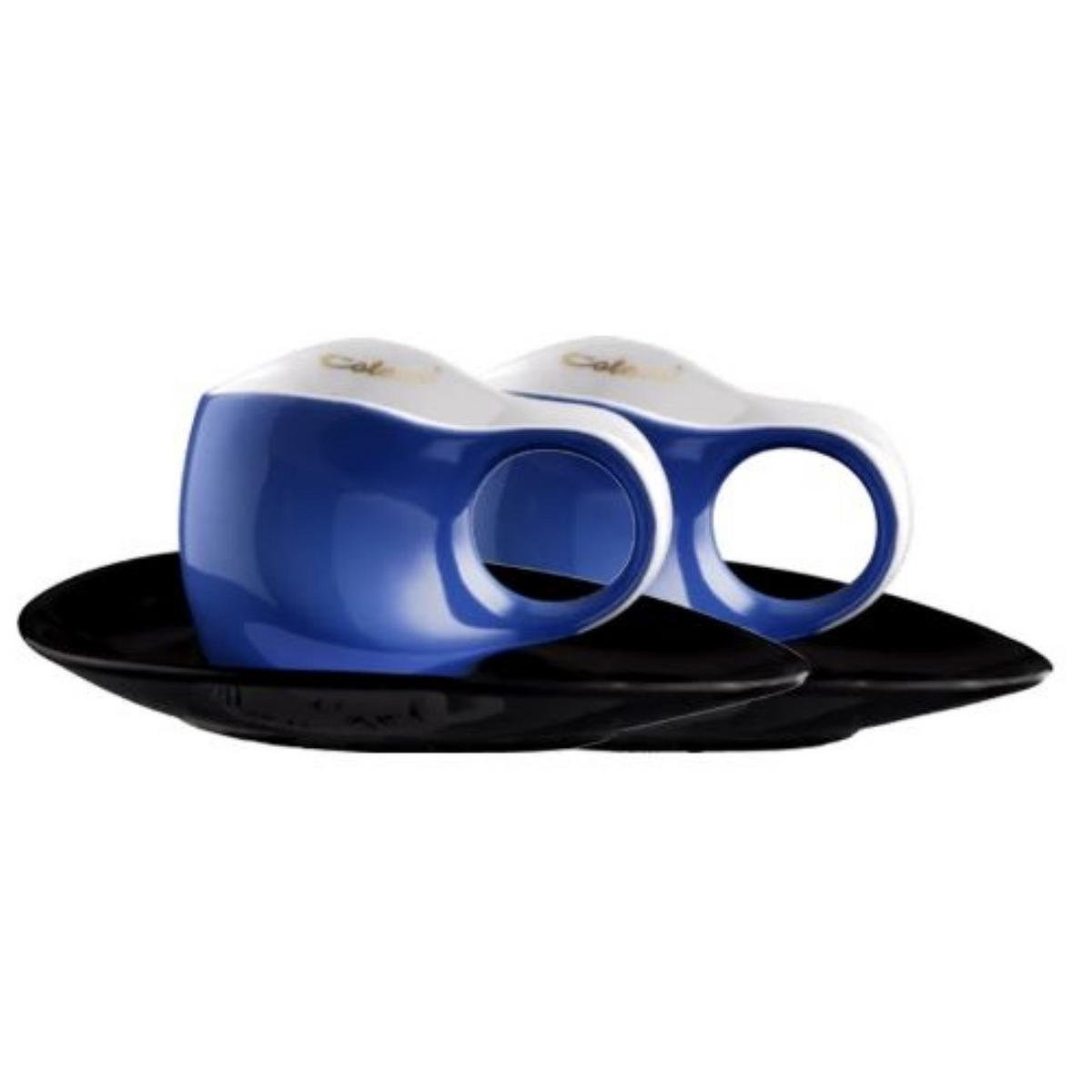 ESPRESSISSIMO Tassen mit Untertasse 4 tlg. blue - Blau/Multicolor, Keramik (0.04L) - Luigi Colani Porzellan