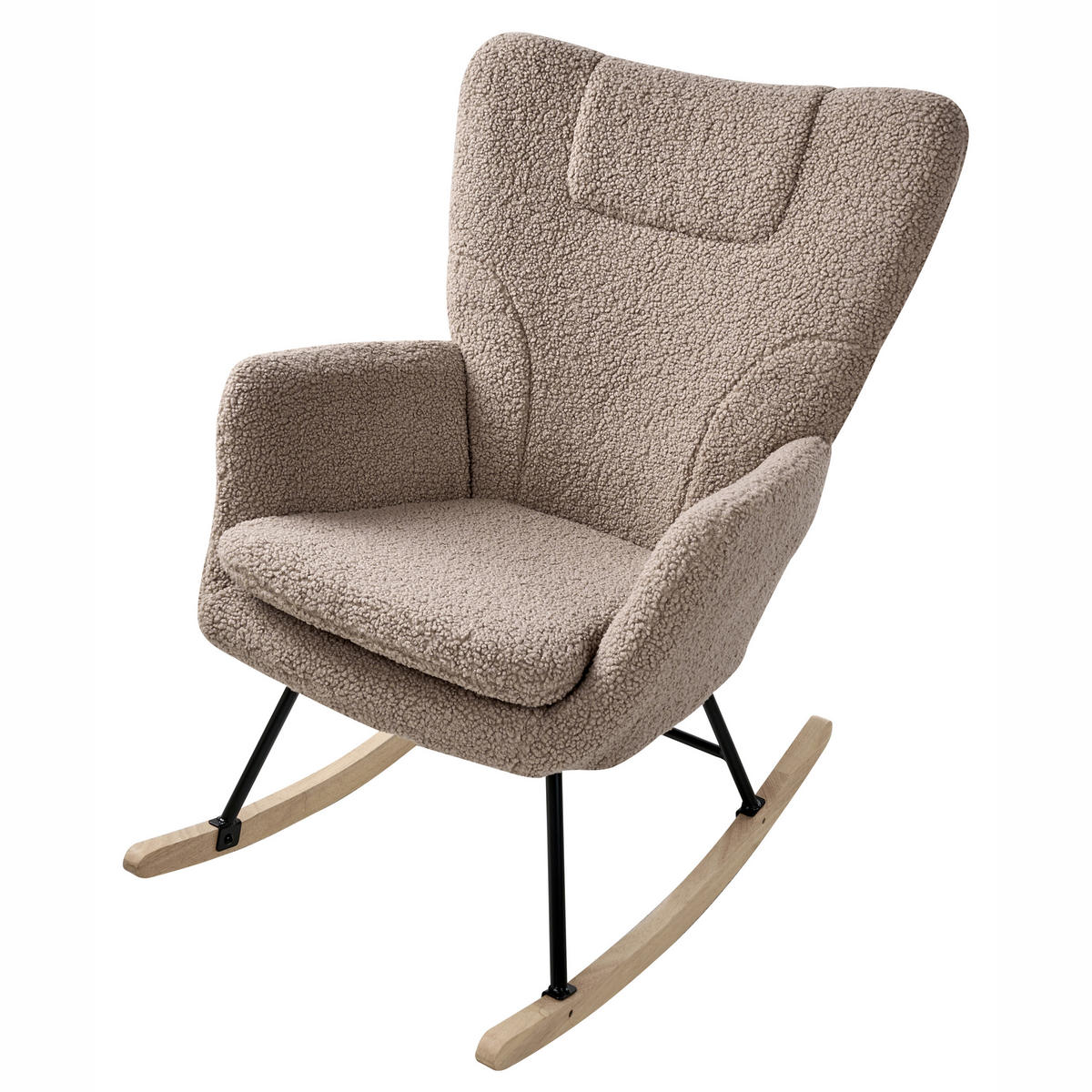 HOUPACÍ KŘESLO Bouclé Taupe Sandve - černá/hnědá, textil (72/98/87cm) - Beliani