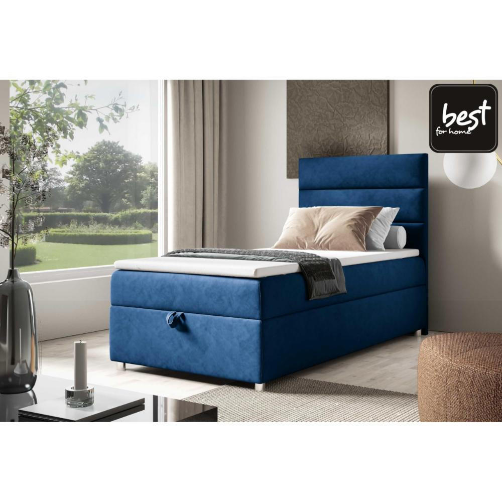 BOXBETT mit Bettkasten Trinity K4-SINGLE Bonellfederkern inkl. Topper - Blau, Holz/Holzwerkstoff (70/200cm) - Best For Home