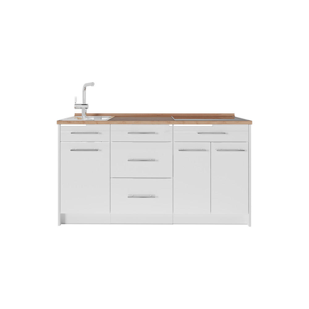 Vicco KUCHYŇSKÝ BLOK Fame-Line, Bílá vysoký lesk/Bílá, 150 cm, PD Dub