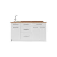 KUCHYNSKÝ BLOK Fame-Line, Biely vysoký lesk/biely, 150 cm, AP Oak - biela/biela s vysokým leskom, kompozitné drevo (150/82/60cm) - Vicco