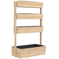 HOCHBEET Holz, 4 Ebene Pflanzbeet mit Entwässerungslöcher Frühbeet Gartenbeet - Hellgelb, Holz (45/140/88.5cm) - Outsunny