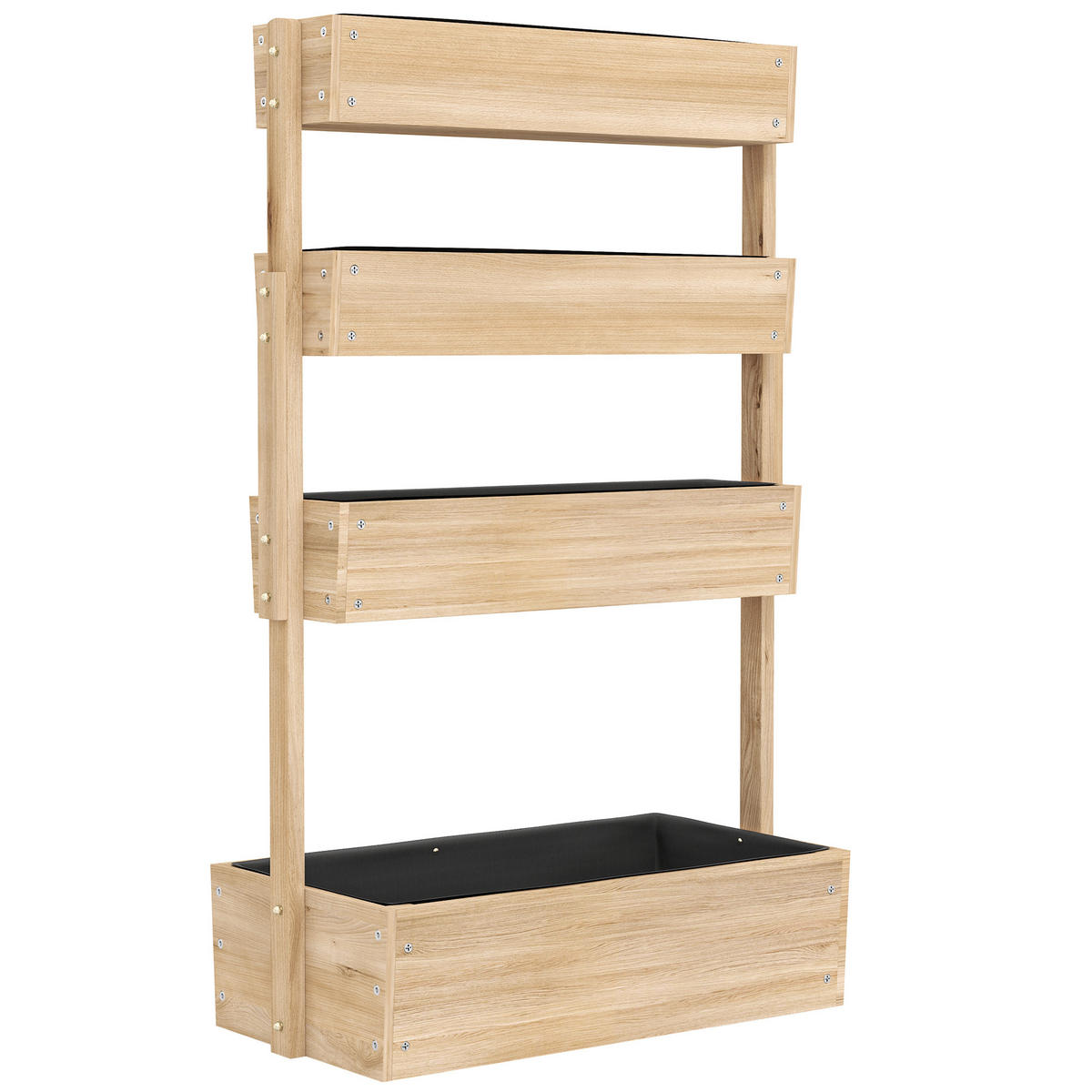 HOCHBEET Holz, 4 Ebene Pflanzbeet mit Entwässerungslöcher Frühbeet Gartenbeet - Hellgelb, Holz (45/140/88.5cm) - Outsunny