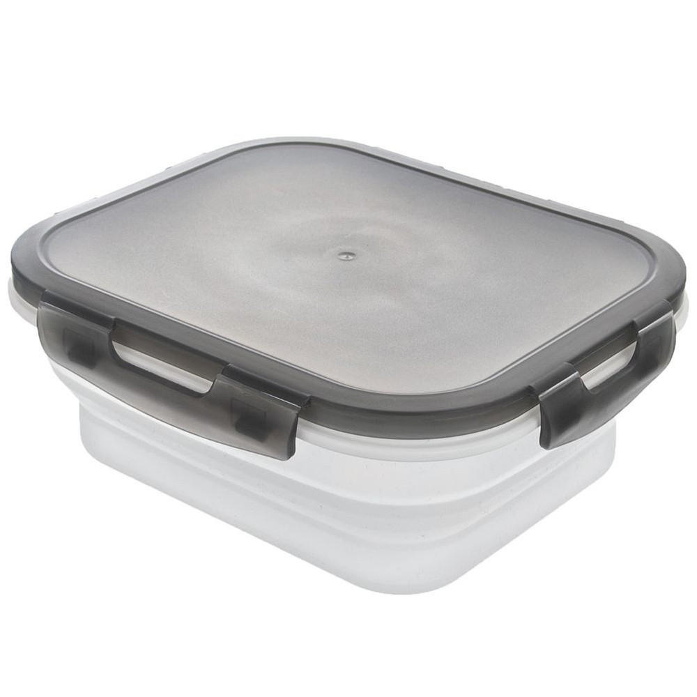 LUNCHBOX Faltbar Silikon 1 l Weiß/Grau - Weiß, Kunststoff (16/7/19cm) - Orion 