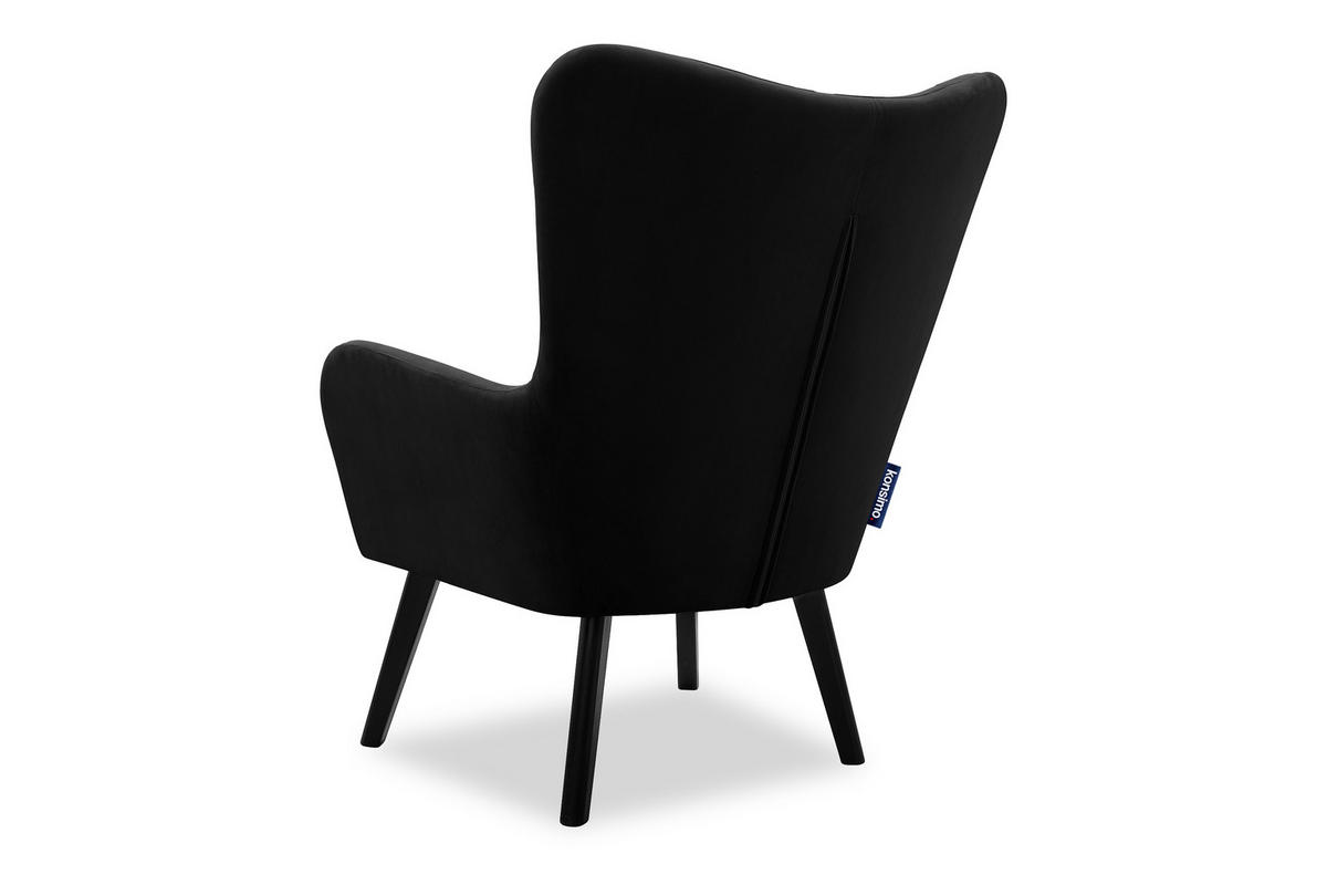 OHRENSESSEL GADI Velourstoff, Schwarz - Schwarz, Holz/Textil (76/100/78cm) - KONSIMO®