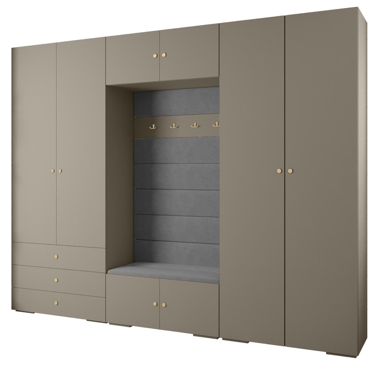 GARDEROBEN-SET 236,7/300/47 - Kaschmir/Goldfarben, Holz/Kunststoff (300/236.7/47cm) - Abiks Möbel
