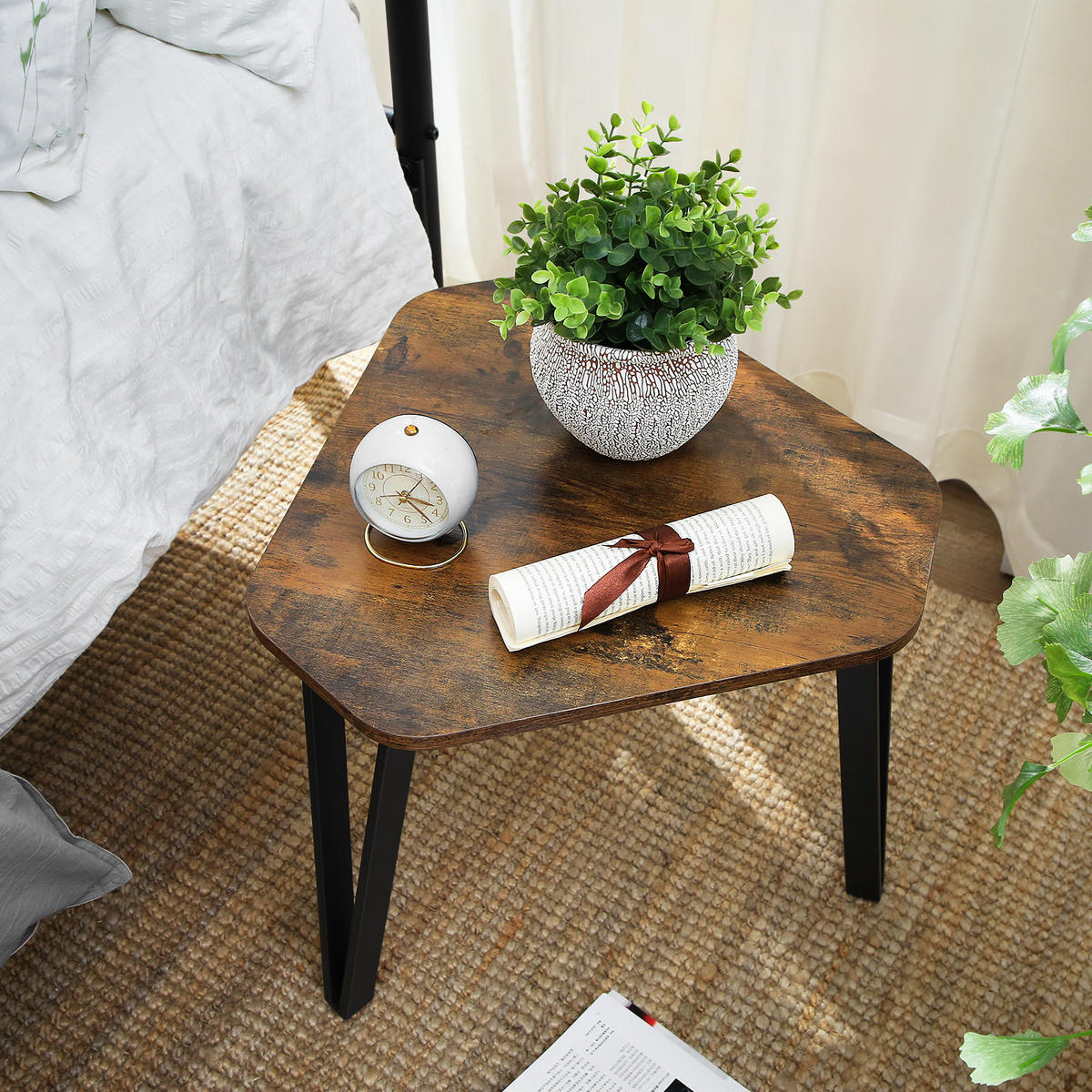 COUCHTISCH Holzoptik Metall Dunkelbraun Schwarz 3er Set 58,7x51,2x39,6 cm - Dunkelbraun/Schwarz, Holzwerkstoff/Metall (52/59/45cm) - Begryf