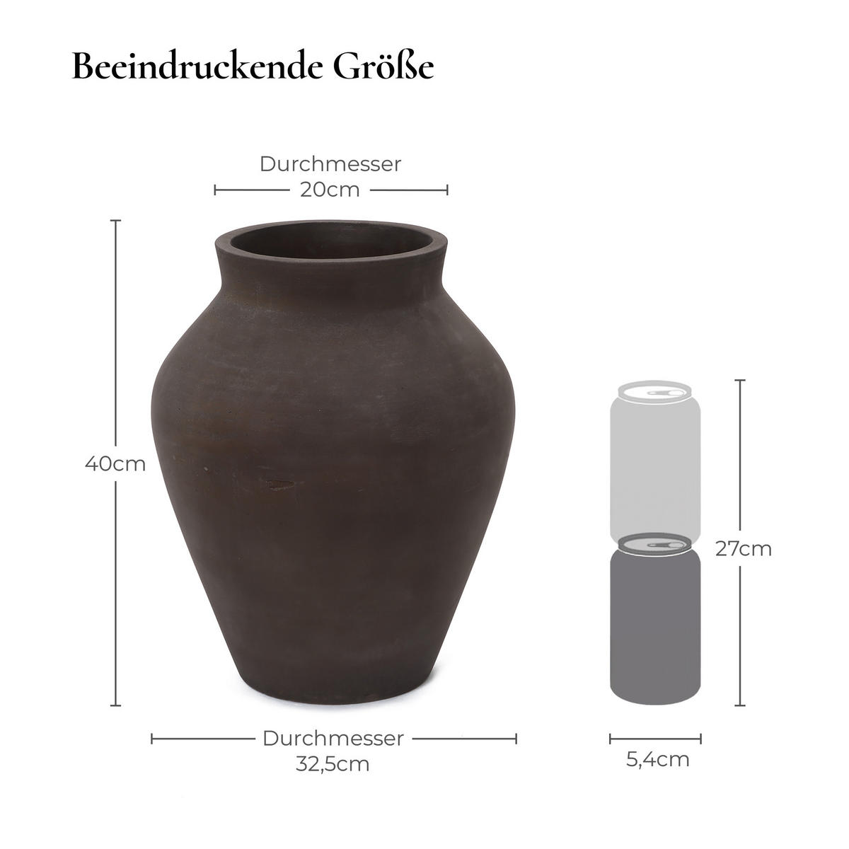 VASE Soma, 40 cm hoch - Dunkelbraun, Naturmaterialien (40cm) - Hometopia