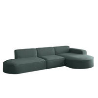 ECKSOFA Ottomane Palma Opera Velvet - Smaragdgrün, Holzwerkstoff/Textil (296/165cm) - Fun Möbel