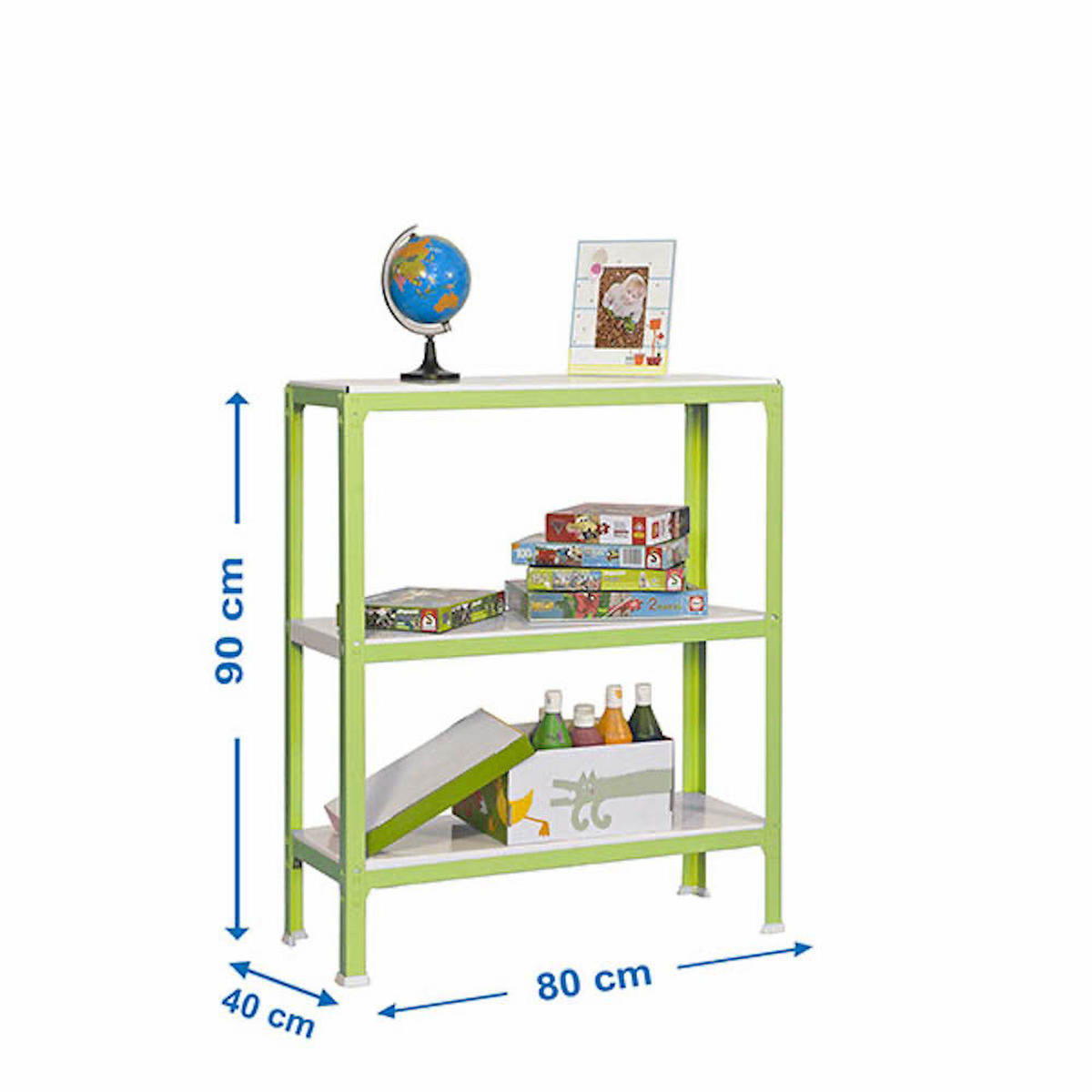 WOHNREGAL LIVING KOALA METAL mit 3 Fachböden | HxBxT 90x80x40cm | Fachlast 150kg | Grün/Weiß - Grün, Metall (80/90/40cm) - PROREGAL