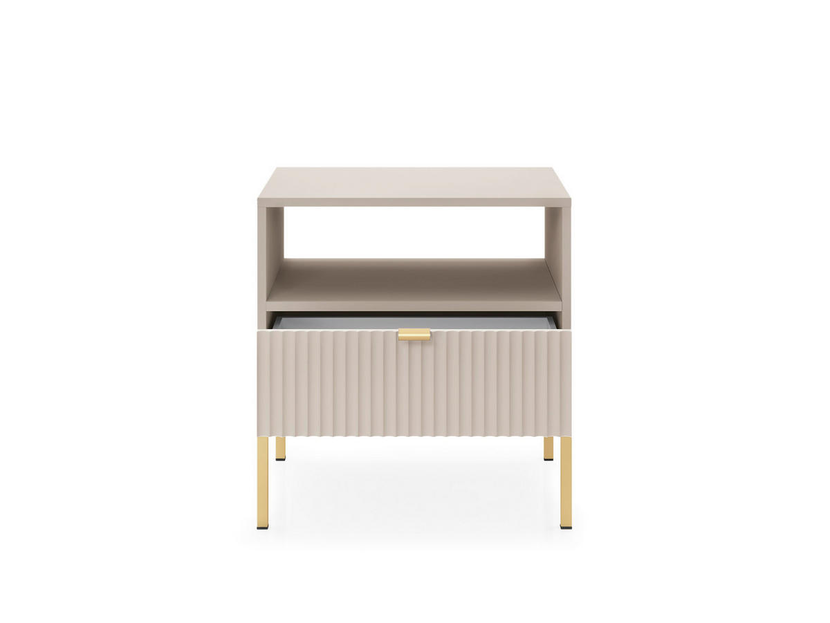NACHTTISCH: Kaschmir, Gold, 54x 56 x 39 cm, goldene Griffe - Beige/Goldfarben, Holzwerkstoff/Metall (54/56/39cm) - 3XE LIVING