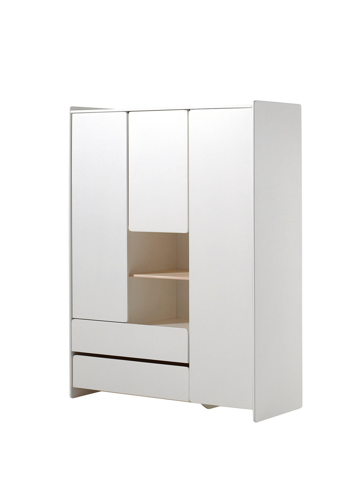 KINDERZIMMERSCHRANK Karilynn 133x55x190 MDF+Massivholz Weiß - Beige, Holzwerkstoff (133/190/55cm) - 58aufmkessel