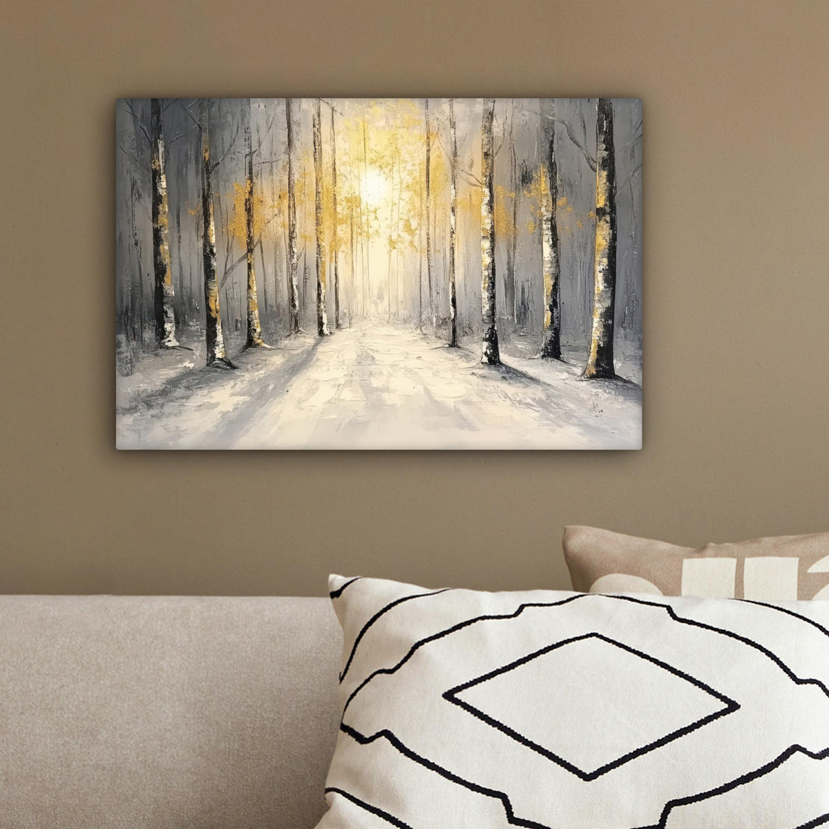 LEINWANDBILD Winter - Abstrakt - Schnee - Natur - Sonne 30x20 cm - Grau, Textil (30/20cm) - MuchoWow