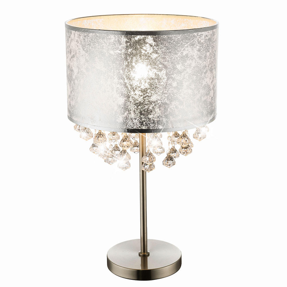 TISCHLEUCHTE AMY Silber Metall Stoff - Silberfarben, Metall (32/32/56cm) - Globo Lighting