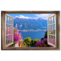 ZAHRADNÍ PLAKÁT Průhled - Hory - Krajina - Výhledy - Jezero 180x120 cm - modrá, plast (180/120/0.2cm) - OnlyWow